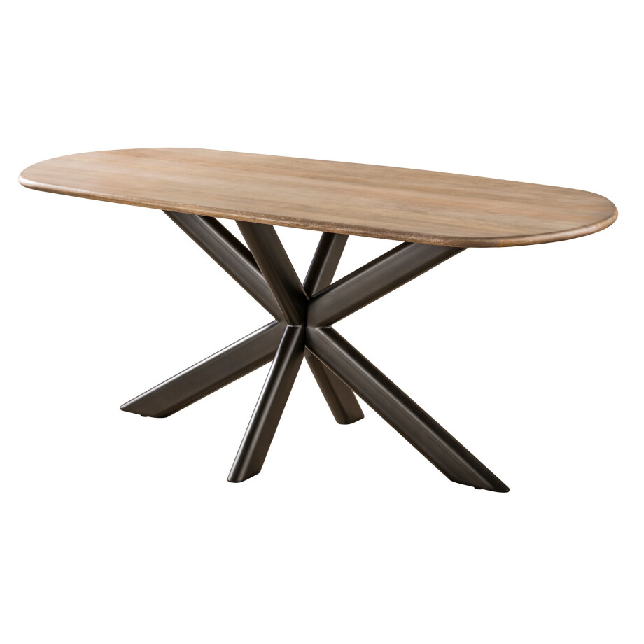 Eettafel Cliff ovale buis 180c m Massief mango zand Eettafel Cliff ovale buis 180c m Massief mango zand afbeelding 1