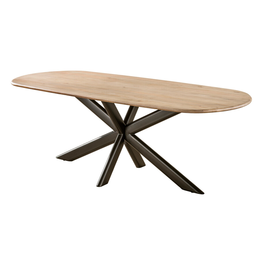 Eettafel Cliff ovale buis 215 cm Massief mango zand Eettafel Cliff ovale buis 215 cm Massief mango zand afbeelding 1