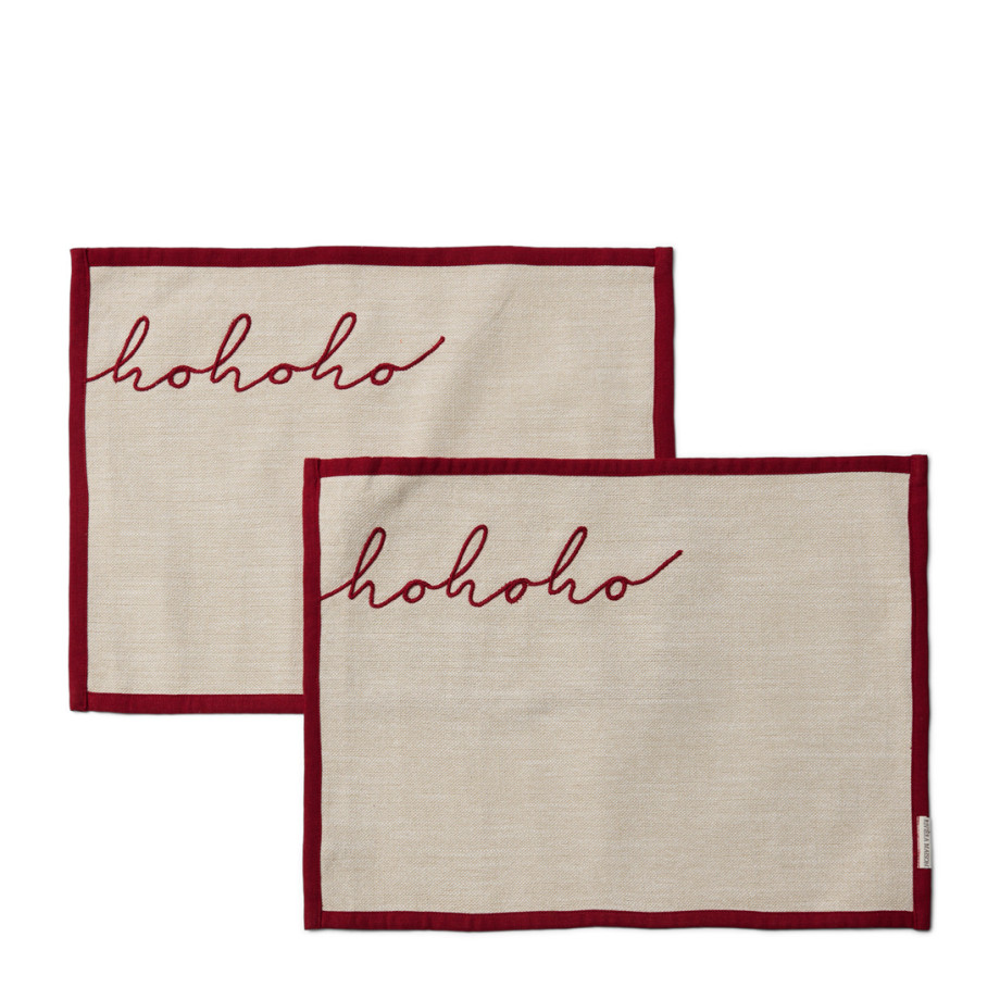 Placemats Hohoho Christmas, Beige, 2 stuks afbeelding 1