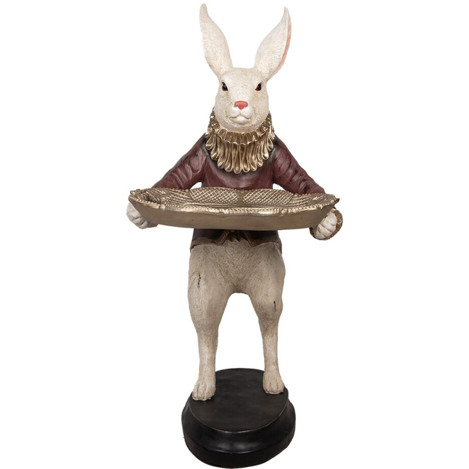 Clayre & Eef Decoratie Beeld Konijn 50x63x107 cm Beige Rood Kunststof afbeelding 1