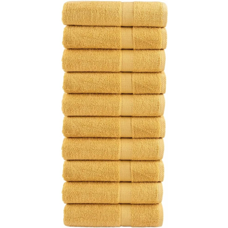 vidaXL - Badhanddoeken - SOLUND - 10 - st - 600 - g/m² - 100x150 - cm - goudkleurig vidaXL - Badhanddoeken - SOLUND - 10 - st - 600 - g/m² - 100x150 - cm - goudkleurig afbeelding 1