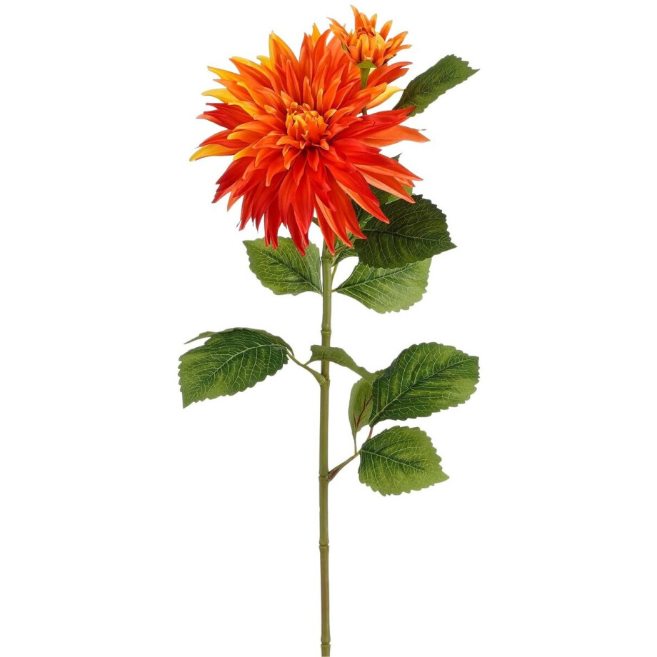 Mica Decorations Kunstbloem Dahlia Artistic - H74 cm - oranje - kunststof - stelen kunstbloemen - boeket - bloemetjes afbeelding 1