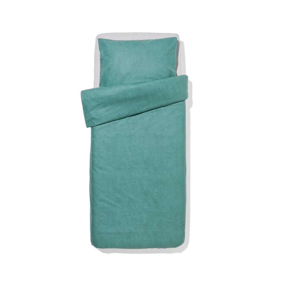 HEMA HEMA Dekbedovertrek 140x200/220cm Flanel Melange Groen (groen) afbeelding 1