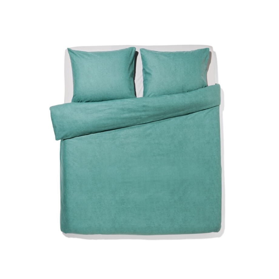 HEMA HEMA Dekbedovertrek 200x200/220cm Flanel Melange Groen (groen) afbeelding 1