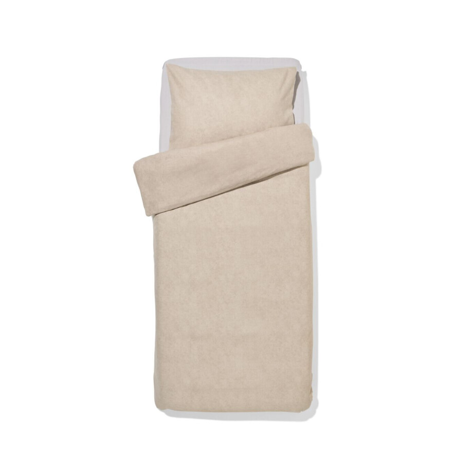 HEMA HEMA Dekbedovertrek 140x200/220cm Flanel Melange Greige (grijs) afbeelding 1