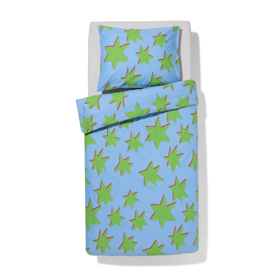 HEMA HEMA Kinderdekbedovertrek 140x200cm Zacht Katoen Sterren (blauw) afbeelding 1