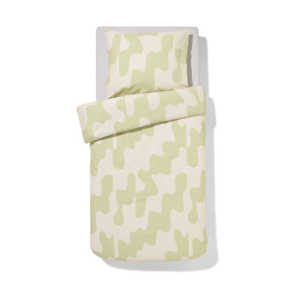 HEMA HEMA Dekbedovertrek 140x200/220cm Zacht Katoen Organisch (groen) afbeelding 1