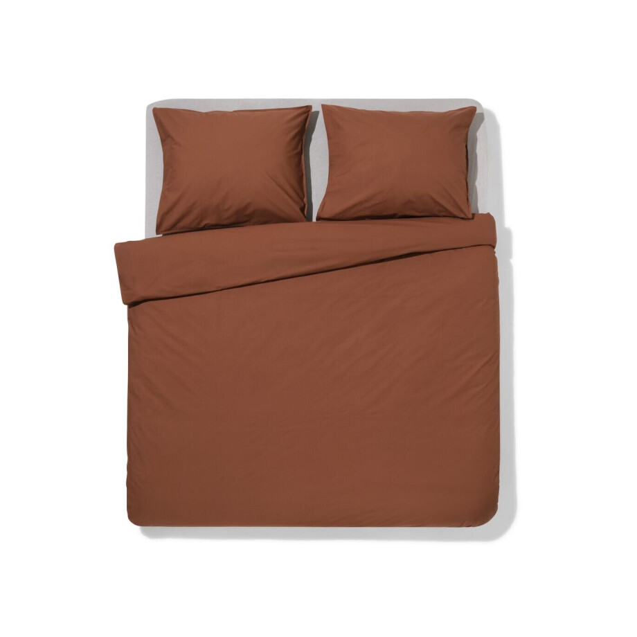 HEMA HEMA Dekbedovertrek 200x200/220cm Hotel Katoen Percal Bruin (bruin) afbeelding 1