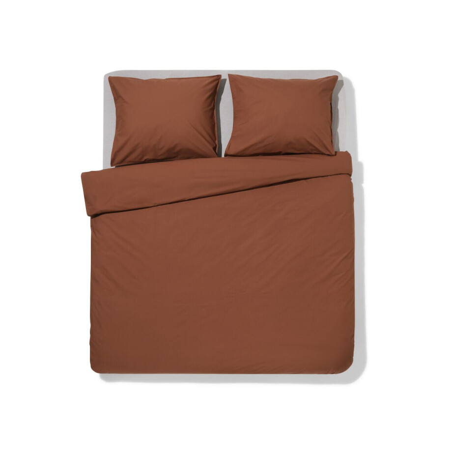 HEMA HEMA Dekbedovertrek 240x200/220cm Katoen Percal Bruin (bruin) afbeelding 1