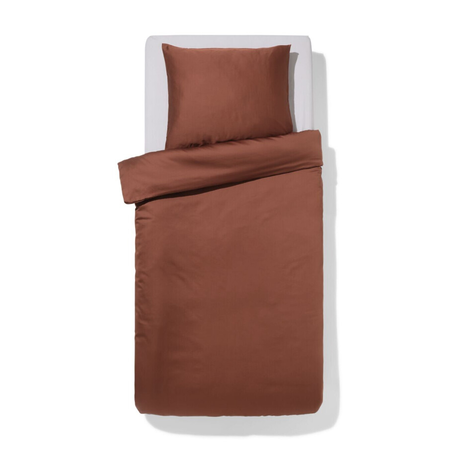 HEMA HEMA Dekbedovertrek 140x200/220cm Katoen Satijn Bruin (bruin) afbeelding 1