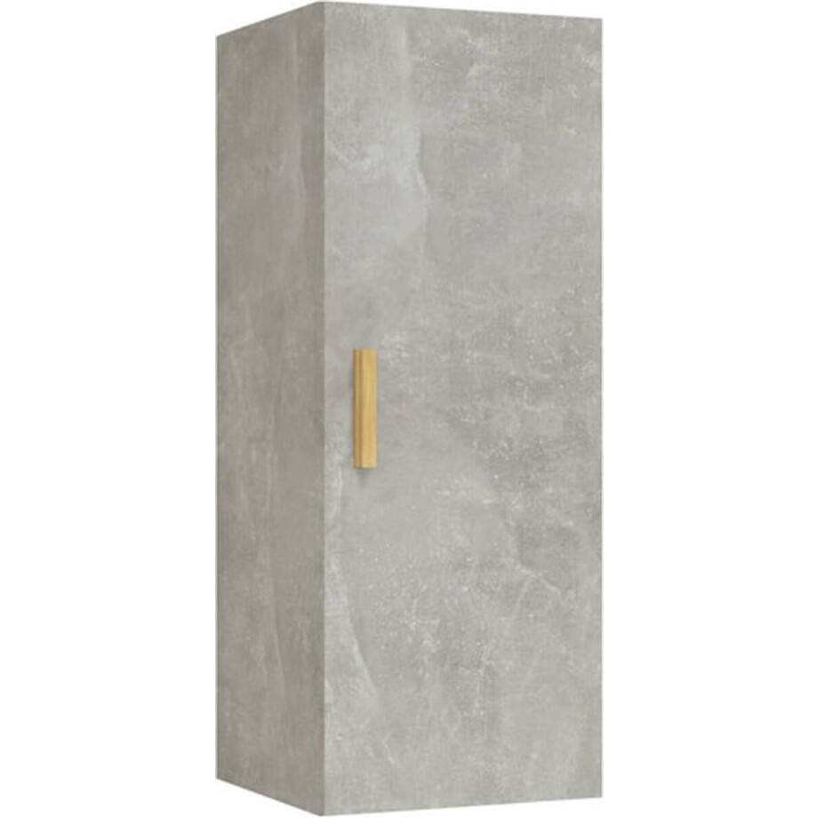 vidaXL - Wandkast - 34,5x34x90 - cm - bewerkt - hout - betongrijs vidaXL - Wandkast - 34,5x34x90 - cm - bewerkt - hout - betongrijs afbeelding 1