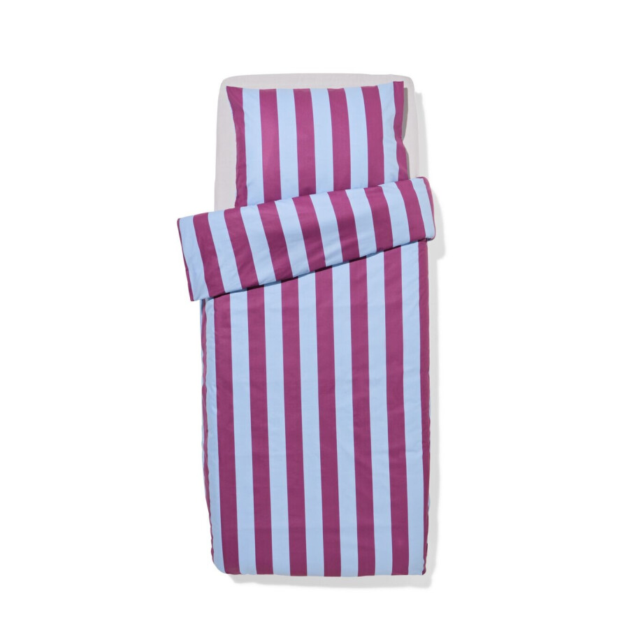 HEMA HEMA Dekbedovertrek 140x200/220cm Zacht Katoen Strepen Blauw-paars (multi) afbeelding 1