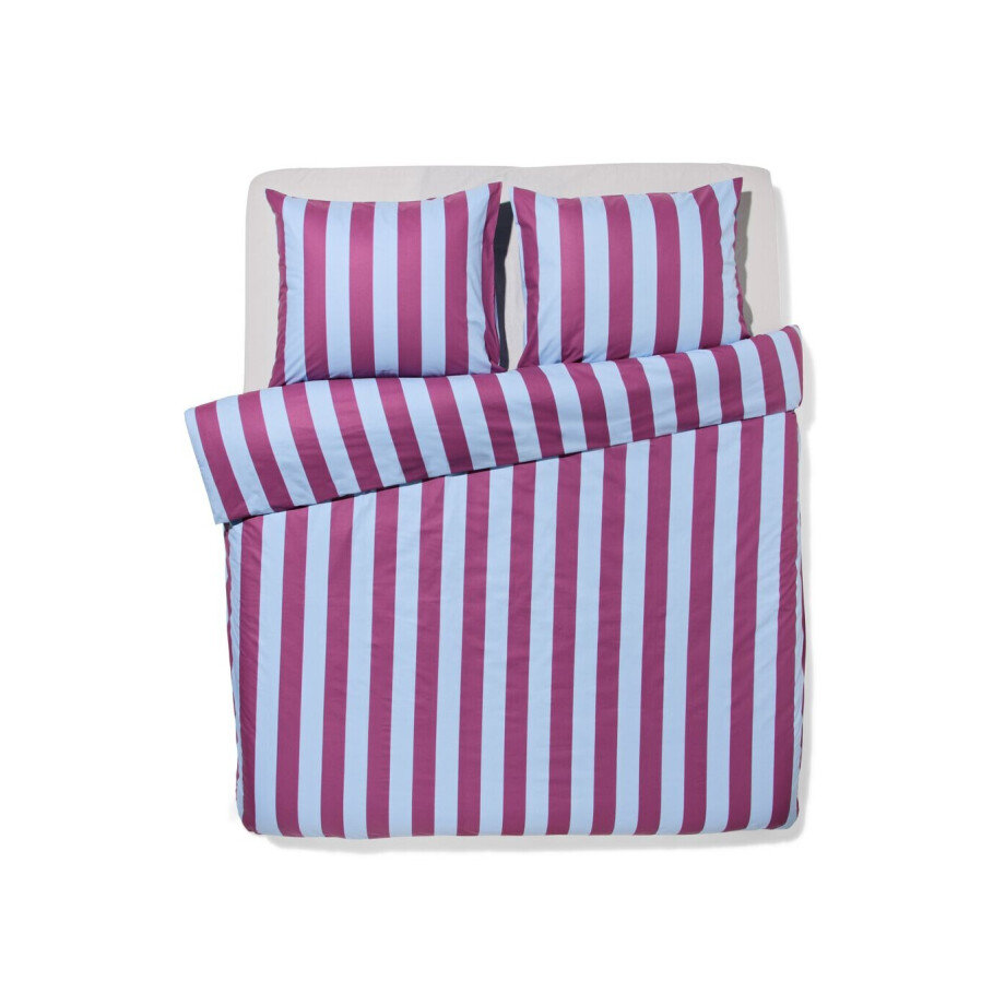 HEMA HEMA Dekbedovertrek 240x200/220cm Zacht Katoen Strepen Blauw-paars (multi) afbeelding 1