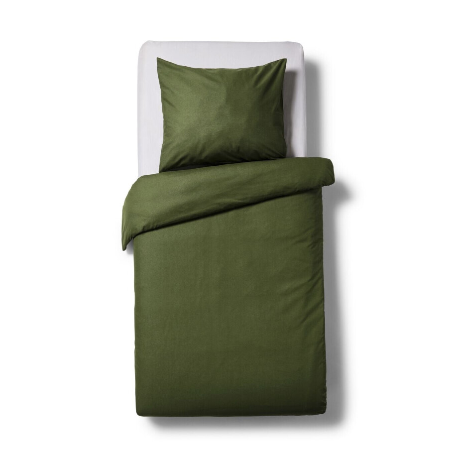 HEMA HEMA Dekbedovertrek 140x200/220cm Zacht Katoen Mosgroen (groen) afbeelding 1