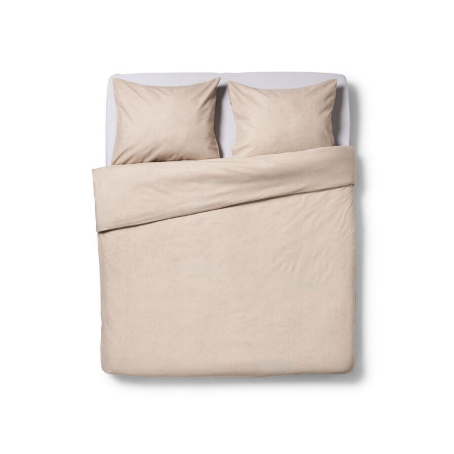 HEMA HEMA Dekbedovertrek 200x200/220cm Flanel Melange Greige (grijs) afbeelding 1