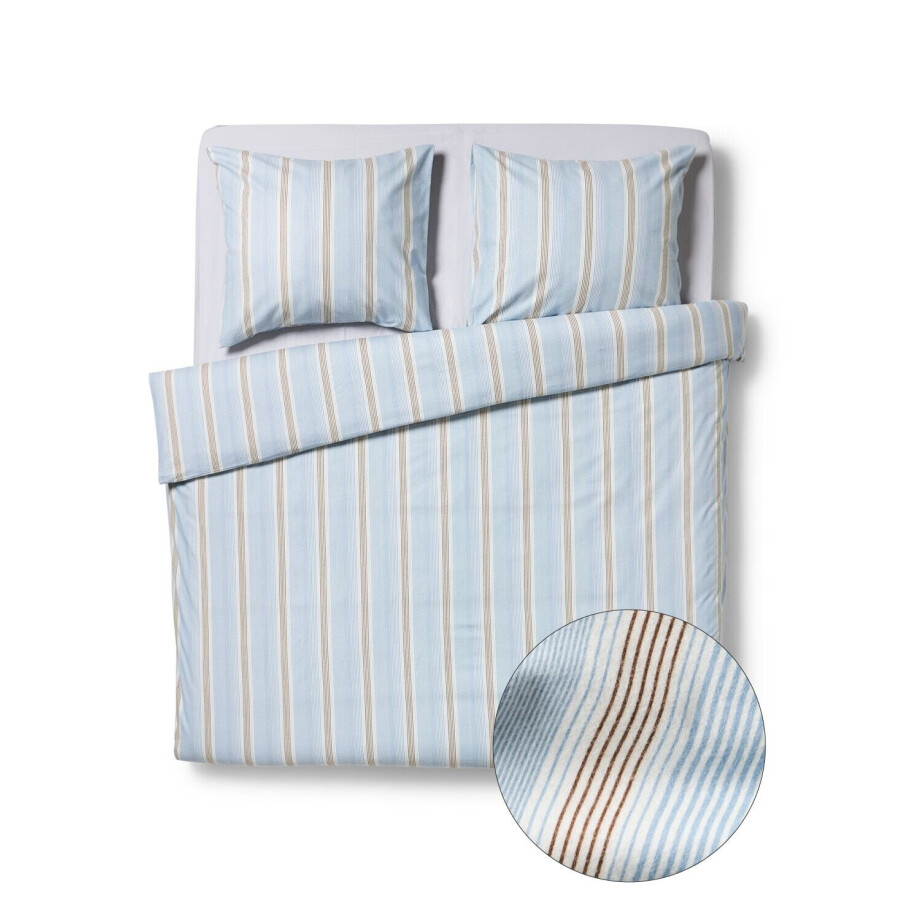 HEMA HEMA Dekbedovertrek 240x200/220cm Flanel Strepen Blauw (blauw) afbeelding 1