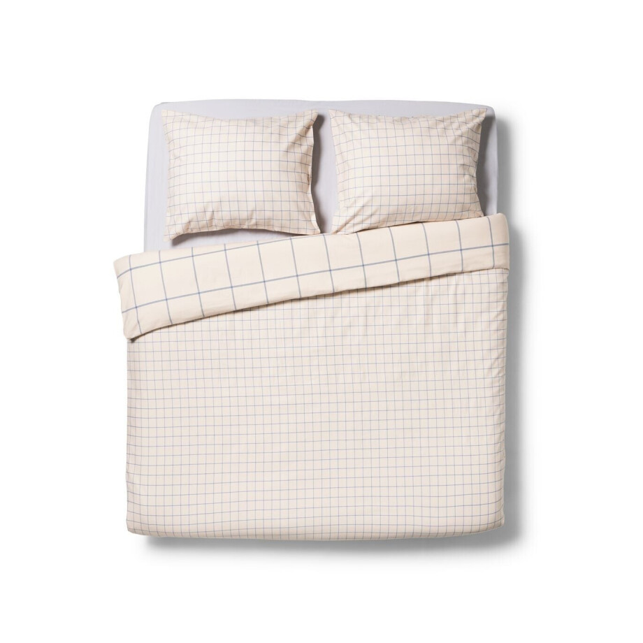HEMA HEMA Dekbedovertrek 200x200/220cm Flanel Ruiten Blauw (beige) afbeelding 1