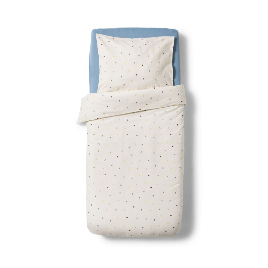 HEMA HEMA Peuterdekbedovertrek 120x150cm Flanel Stippen Beige (beige) afbeelding 1