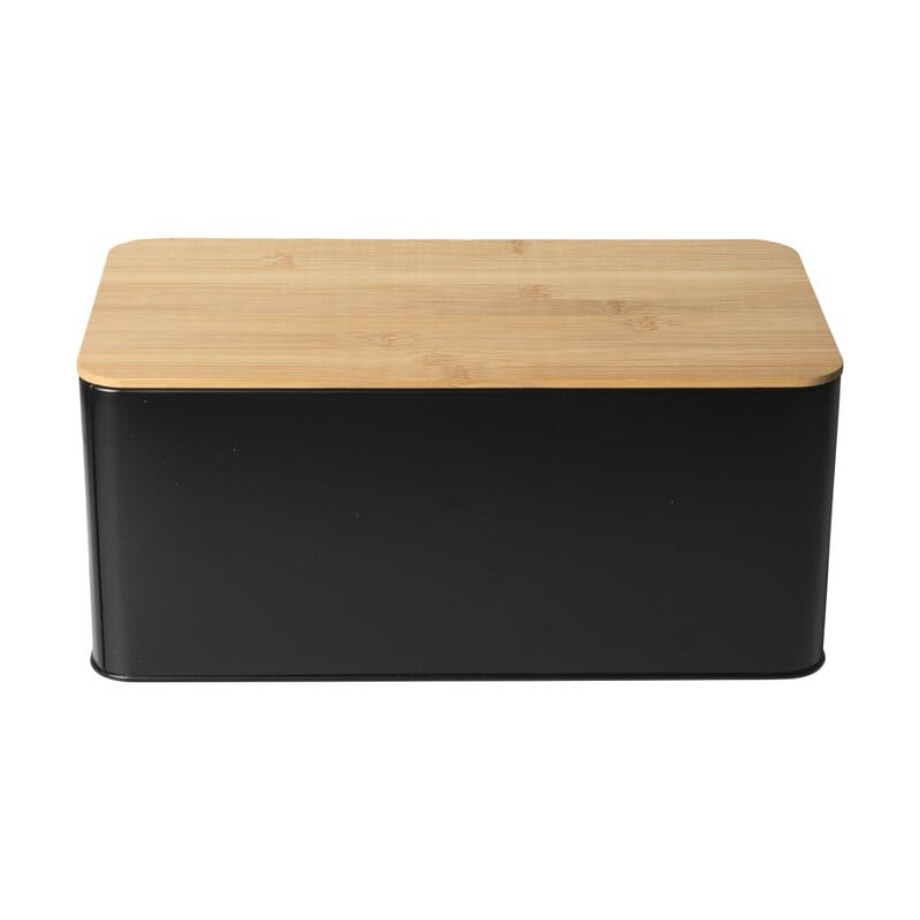 Broodtrommel met plank - zwart - 31x17x14 cm Broodtrommel met plank - zwart - 31x17x14 cm afbeelding
