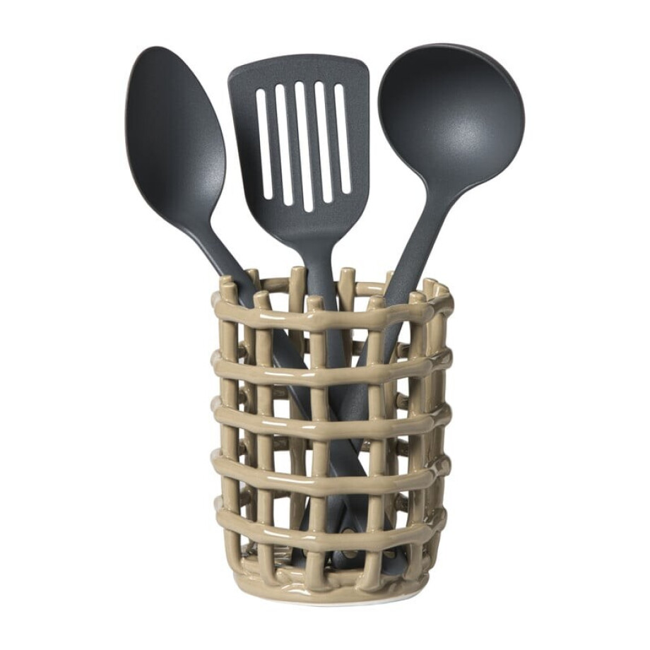 Keukengerei pot keramiek - beige - ø13.5x17 cm afbeelding 