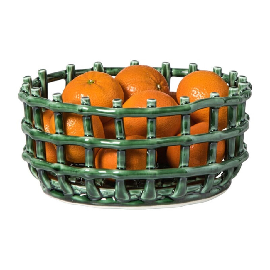 Mand keramiek klein - groen - ø23x11 cm afbeelding 