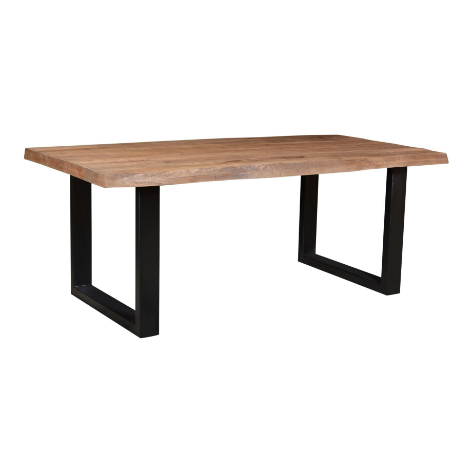 Brix Eettafel 'Sturdy' Boomstam, Mangohout en staal, 220 x 100cm Brix Eettafel 'Sturdy' Boomstam, Mangohout en staal, 220 x 100cm afbeelding 1