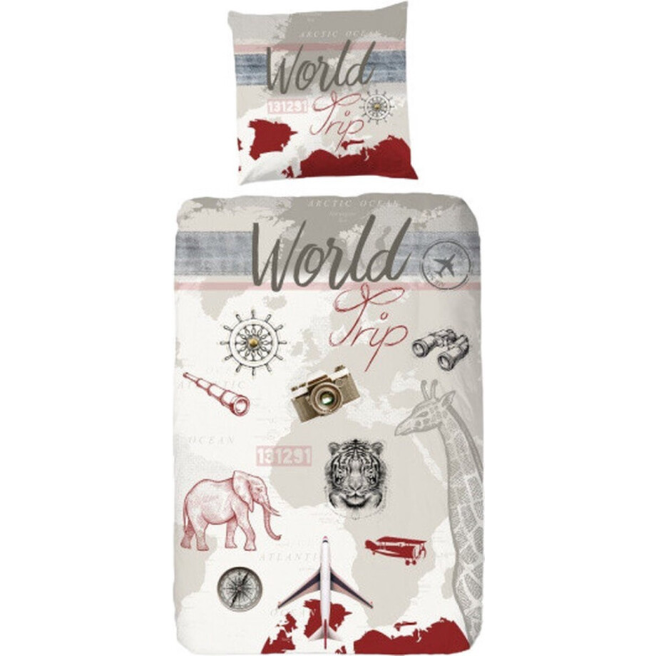 Good Morning World Trip Dekbedovertrek - Eenpersoons - 140x200/220 cm - Multi afbeelding 1