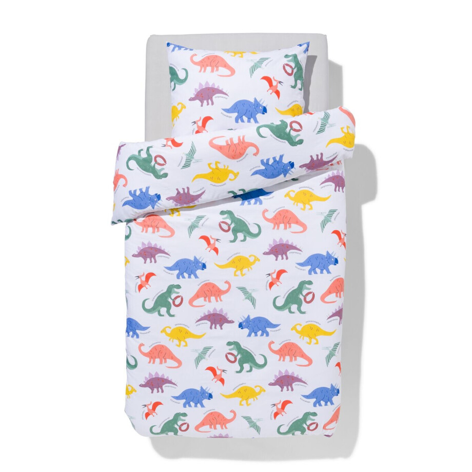 HEMA HEMA Kinderdekbedovertrek 140x200cm Zacht Katoen Dino (multi) afbeelding 1