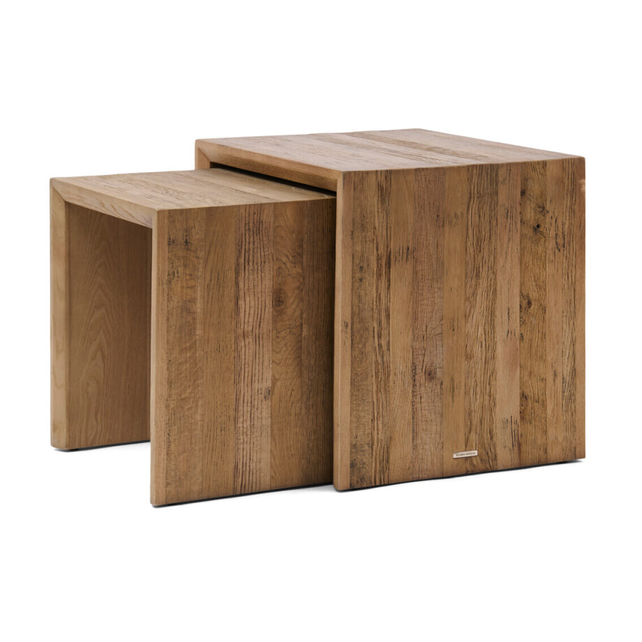 Rivièra Maison Bijzettafel 'Sant Mateu' Eikenhout, Set van 2 stuks Rivièra Maison Bijzettafel 'Sant Mateu' Eikenhout, Set van 2 stuks afbeelding