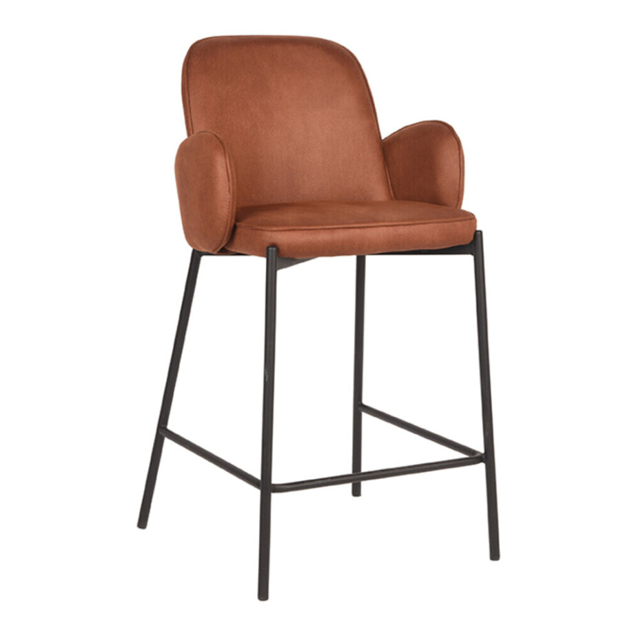 LABEL51 Barkruk 'Jari' Microfiber, kleur Cognac (zithoogte 65cm) afbeelding 1
