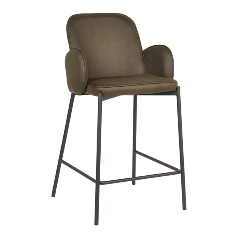 LABEL51 Barkruk 'Jari' Microfiber, kleur Army Green (zithoogte 65cm) afbeelding 1