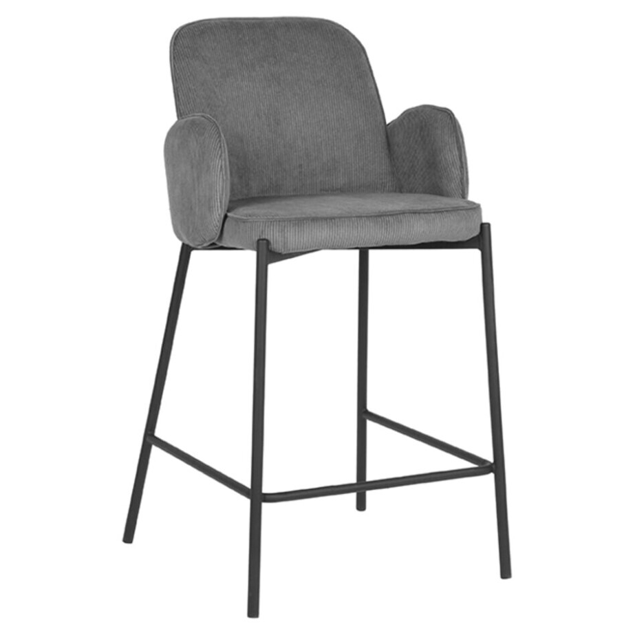 LABEL51 Barkruk 'Jari' Rib, kleur Grijs (zithoogte 65cm) afbeelding 1