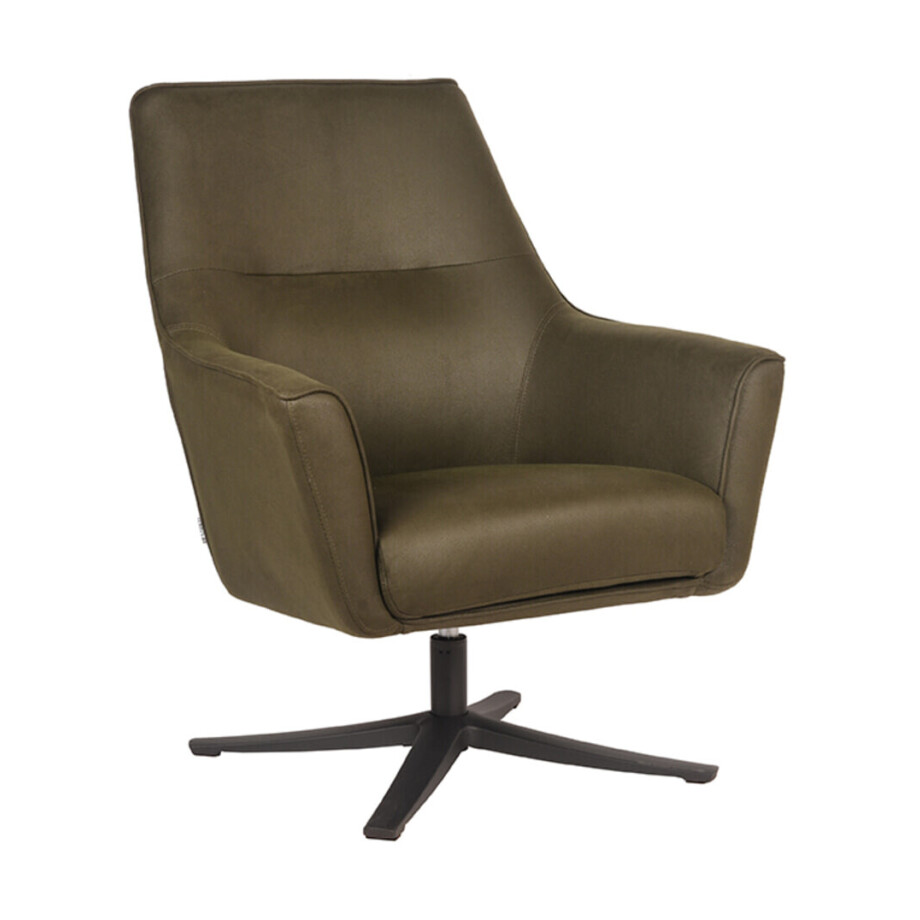 LABEL51 Draaibare Fauteuil 'Tod' Microfiber, kleur Army Green LABEL51 Draaibare Fauteuil 'Tod' Microfiber, kleur Army Green afbeelding 1