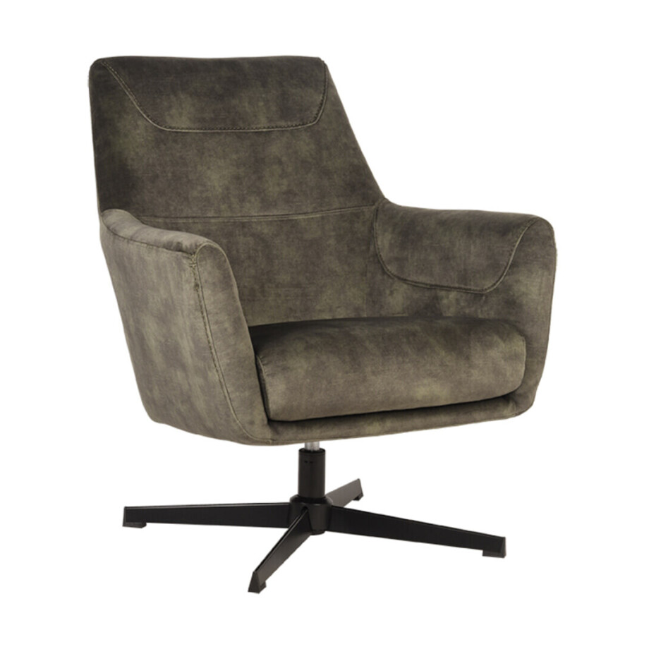 LABEL51 Draaibare Fauteuil 'Toby' Velvet, kleur Groen afbeelding 1