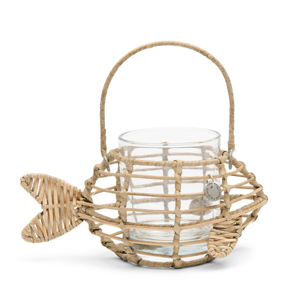 Waxinelichthouder Classic Fish Rustic Rattan afbeelding 1