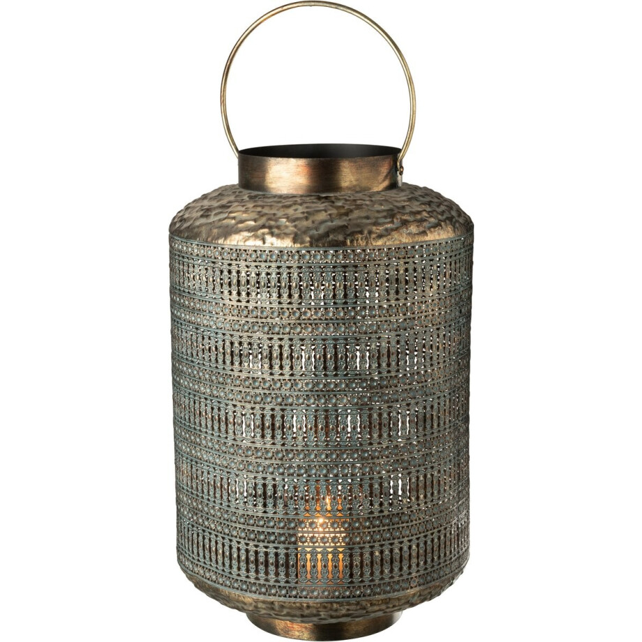 J-Line Lantaarn Antiek Cilinder Ijzer Bronskleurig Large afbeelding 1