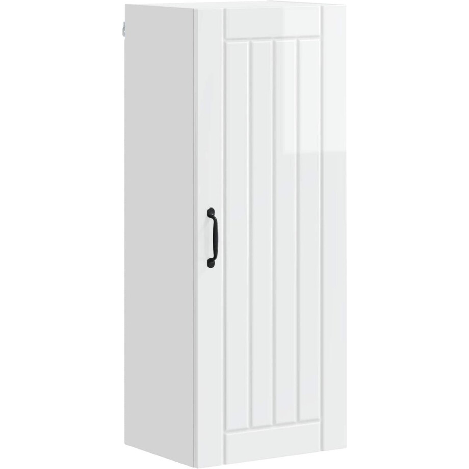 vidaXL - Wandkast - LUCCA - Hoogglans - Wit - 40 - x - 31 - x - 100 - cm - Bewerkt - hout afbeelding 1