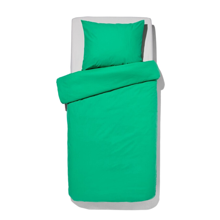 HEMA HEMA Dekbedovertrek 140x200/220cm Zacht Katoen Groen (felgroen) afbeelding 1