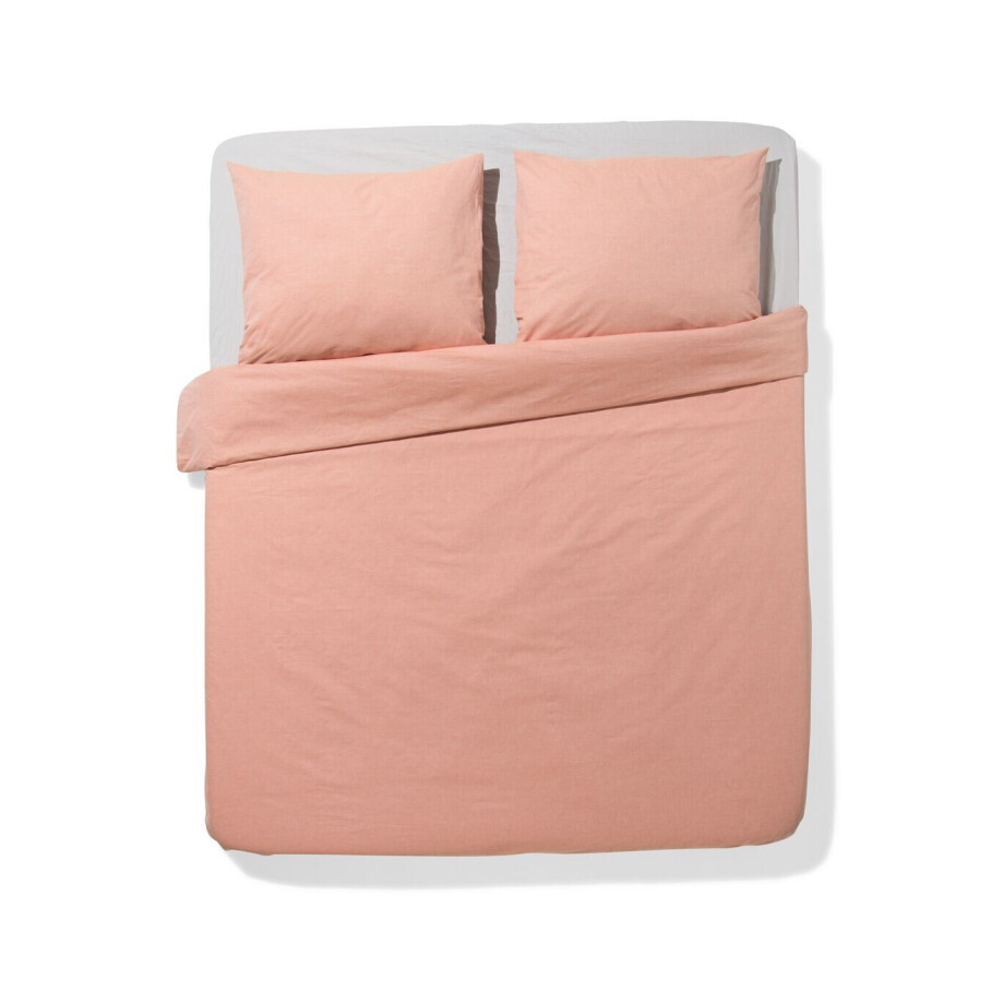 HEMA HEMA Dekbedovertrek 240x200/220cm Chambray Oranjerood (terra) afbeelding 1
