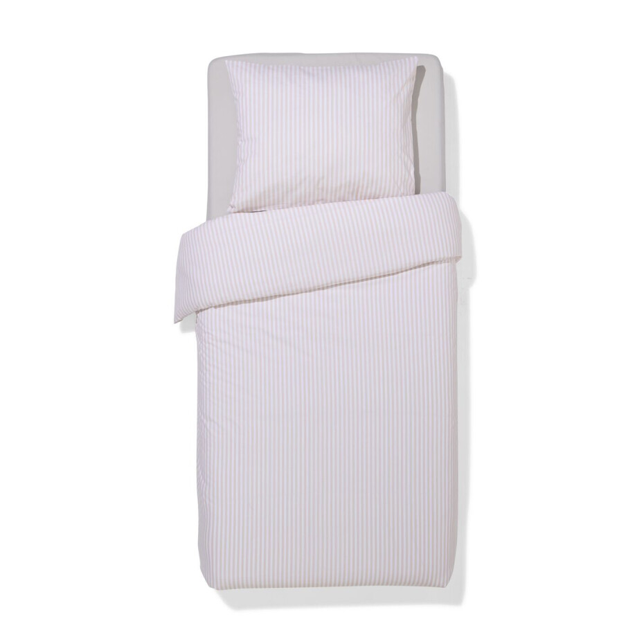 HEMA HEMA Dekbedovertrek 140x200/220cm Zacht Katoen Strepen Beige (beige) afbeelding 1