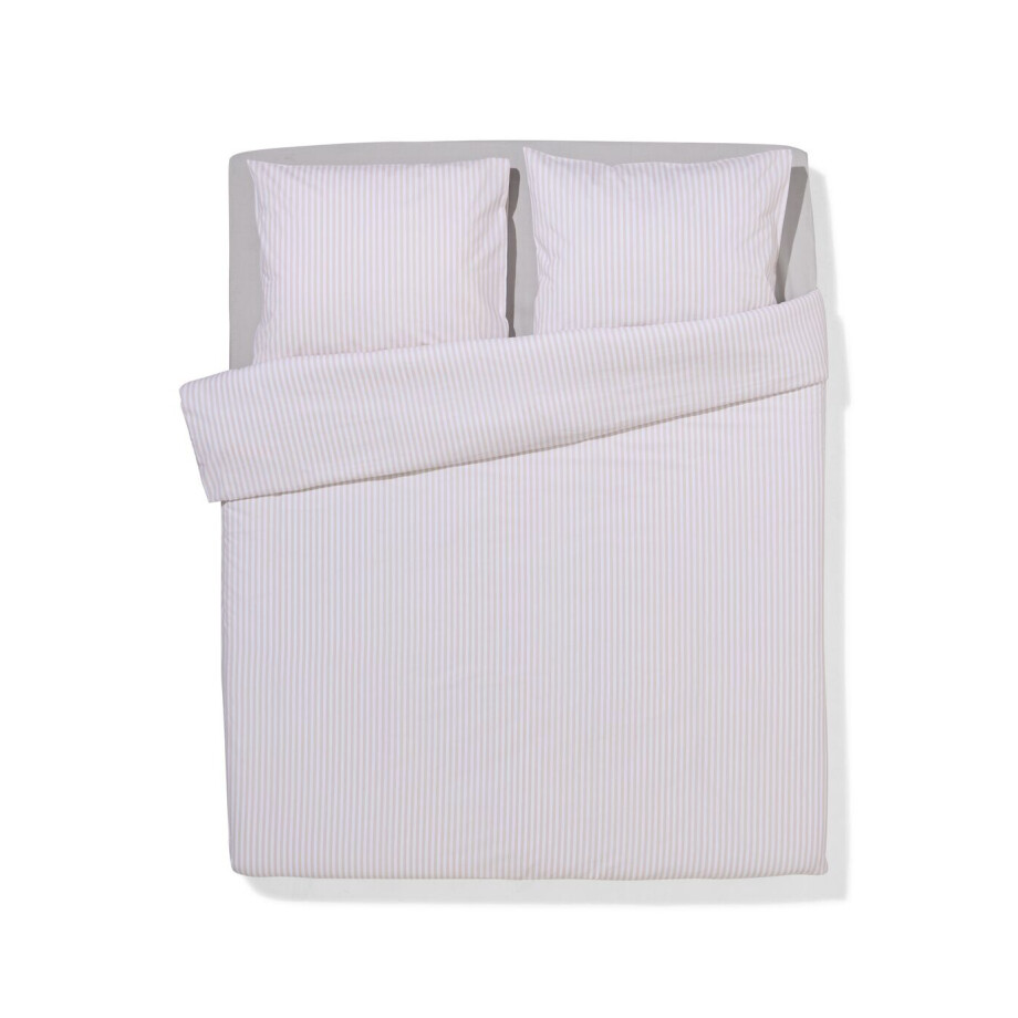 HEMA HEMA Dekbedovertrek 240x200/220cm Zacht Katoen Strepen Beige (beige) HEMA HEMA Dekbedovertrek 240x200/220cm Zacht Katoen Strepen Beige (beige) afbeelding 1
