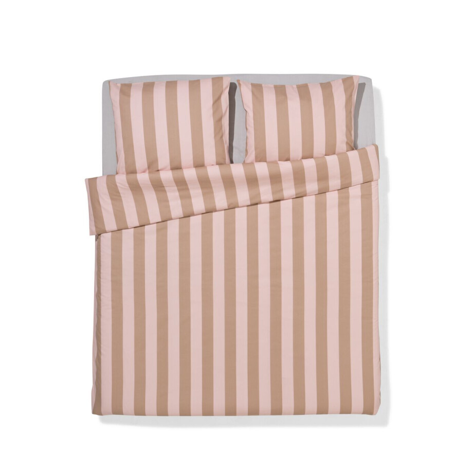 HEMA HEMA Dekbedovertrek 200x200/220cm Zacht Katoen Strepen Roze (lichtroze) afbeelding 1