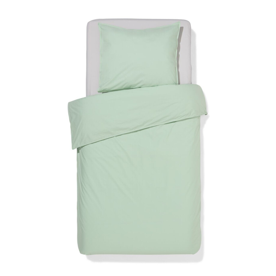 HEMA HEMA Dekbedovertrek 140x200/220cm Percal Lichtgroen (groen) afbeelding 1