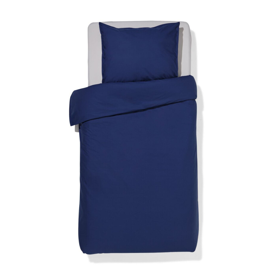 HEMA HEMA Dekbedovertrek 140x200/220cm Percal Donkerblauw (donkerblauw) afbeelding 1