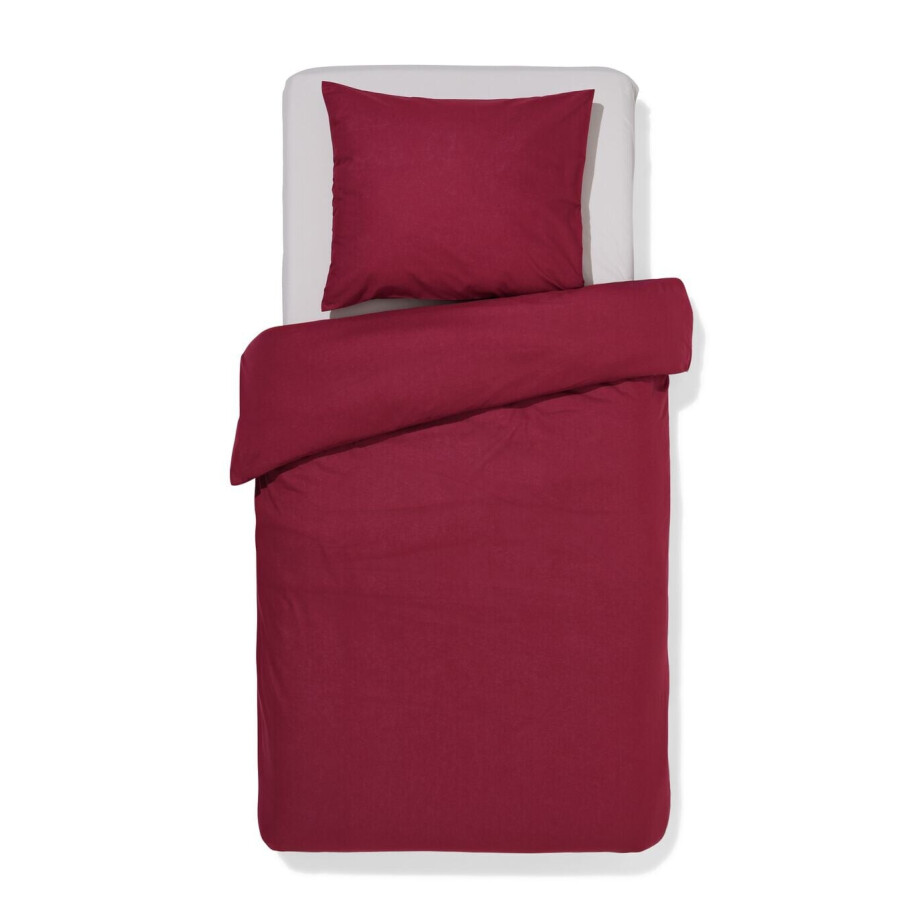 HEMA HEMA Dekbedovertrek 140x200/220cm Zacht Katoen Rood (rood) afbeelding 1