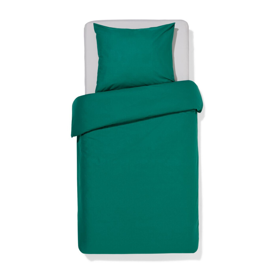 HEMA HEMA Dekbedovertrek 140x200/220cm Zacht Katoen Donkergroen (middengroen) afbeelding 1