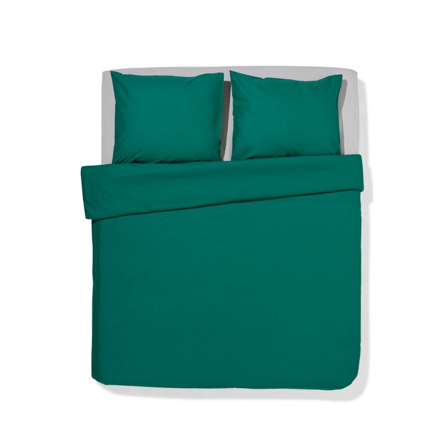 HEMA HEMA Dekbedovertrek 200x200/220cm Zacht Katoen Donkergroen (middengroen) afbeelding 1