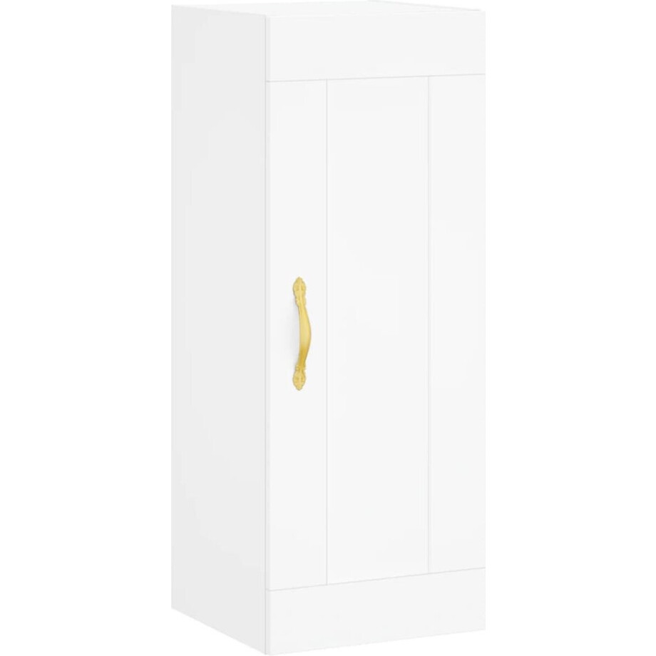 vidaXL - Wandkast - 34,5x34x90 - cm - bewerkt - hout - wit afbeelding 1