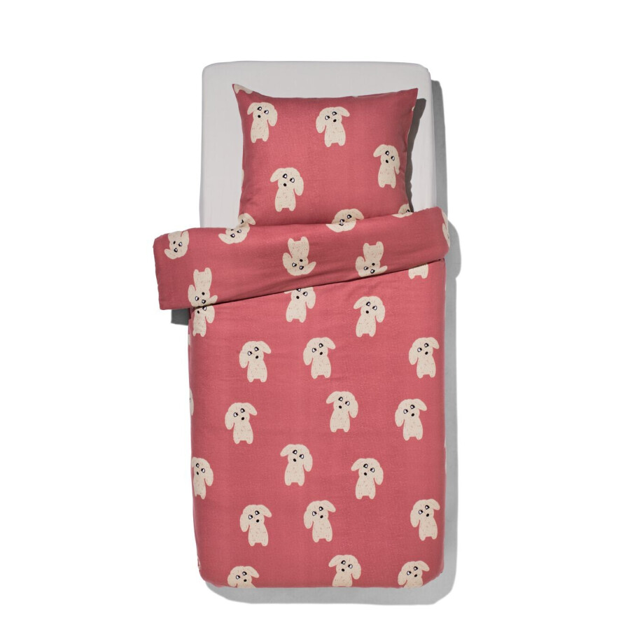 HEMA HEMA Kinderdekbedovertrek Flanel 140x200 Hond Rood (rood) afbeelding 1