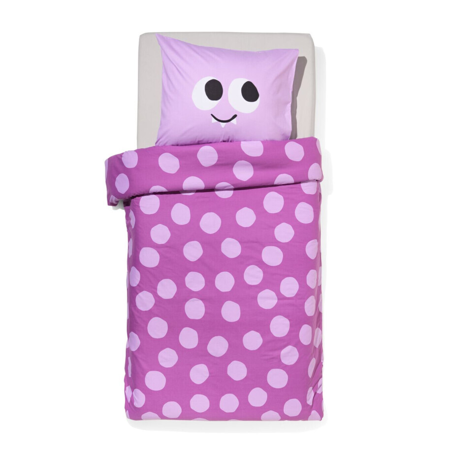 HEMA HEMA Kinderdekbedovertrek 140x200cm Zacht Katoen Monster Paars (paars) afbeelding 1